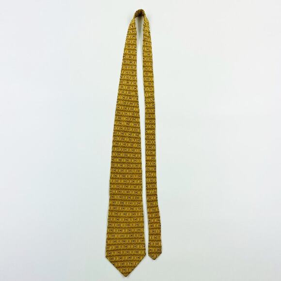 Bill Blass Black Label Multicolor Gold Tan Blue Silk Necktie - Picture 2 of 4